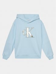 Calvin Klein Jeans Bluza Metallic Monogram IG0IG02298 Niebieski Regular Fit. Niebieskie spodnie dziewczęce Calvin Klein Jeans, z bawełny. Za 319.99 zł.