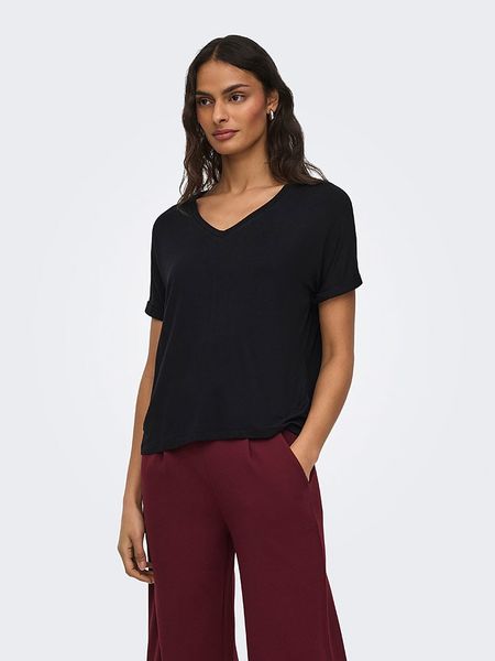 JDY Koszulka "Sissy" w kolorze czarnym rozmiar: L. Czarne bluzki damskie JDY, l, bez wzorów, z wiskozy, bez kołnierzyka, bez ramiączek. Za 52.92 zł.