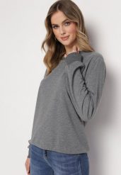 Ciemnoszara Bluza Phaelis. Szare bluzy bez kaptura damskie Born2be, l, z bawełny. Za 19.99 zł.