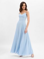 Marie Lund Damska sukienka wieczorowa Kobiety Szyfon niebieski jednolity, 44. Niebieskie sukienki damskie Marie Lund, na studniówkę, bez wzorów, z szyfonu, wizytowe, bez kołnierzyka, bez ramiączek, gorsetowe. Za 849.95 zł.