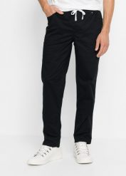 Spodnie ze stretchem i gumką w talii, Regular Fit Straight. Szare spodnie materiałowe męskie bonprix, bez wzorów. Za 137.99 zł.