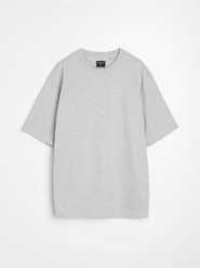 Bluza z krótkim rękawem z dzianiny terry - szary. Szare bluzy bez kaptura męskie Sinsay, l, z dzianiny. Za 39.99 zł.