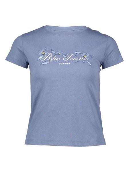 Pepe Jeans Koszulka w kolorze niebieskim rozmiar: L. Niebieskie bluzki damskie Pepe Jeans, l, bez wzorów, z bawełny, bez kołnierzyka. Za 78.66 zł.