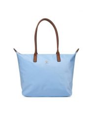 Tommy Hilfiger Torebka Popette Tote AW0AW17711 Błękitny. Niebieskie torebki klasyczne damskie Tommy Hilfiger, bez wzorów, z materiału, bez dodatków. Za 409.99 zł.