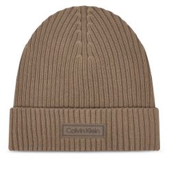 Czapka Calvin Klein. Brązowe czapki męskie CALVIN KLEIN, na zimę, bez wzorów. Za 169.99 zł.