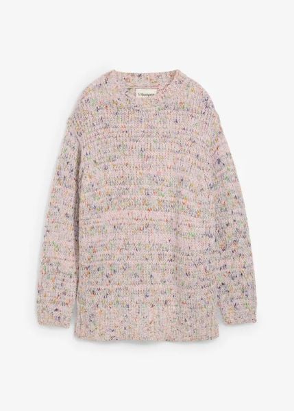Oversize’owy sweter z włóczki bouclé. Czerwone swetry klasyczne damskie bonprix, bez kołnierzyka. Za 127.99 zł.