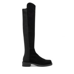 Muszkieterki Stuart Weitzman. Czarne kozaki damskie Stuart Weitzman, bez obcasa, na płaskiej podeszwie. Za 3,629.00 zł.