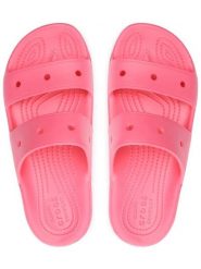 Crocs Klapki "Classic" w kolorze różowym rozmiar: 45/46. Różowe klapki damskie Crocs, bez wzorów, bez obcasa. Za 65.85 zł.