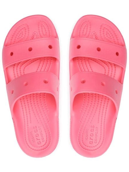 Crocs Klapki "Classic" w kolorze różowym rozmiar: 45/46. Różowe klapki damskie Crocs, bez wzorów, bez obcasa. Za 65.54 zł.