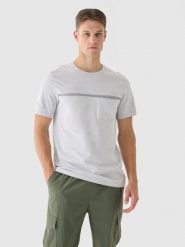 4F T-shirt regular z nadrukiem męski - szary S. Szare t-shirty męskie 4f, m, bez wzorów, z bawełny, bez kołnierzyka. Za 39.99 zł.