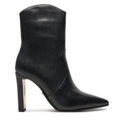 Botki Tamaris. Czarne botki damskie Tamaris, bez obcasa, na słupku, bez zapięcia. Za 639.99 zł.