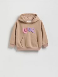 Bluza z aplikacją - beżowy. Brązowe bluzy i bluzki niemowlęce Reserved, z aplikacjami, z bawełny, bez ramiączek, bez kaptura. Za 55.99 zł.