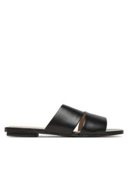 Calvin Klein Klapki Flat Slide - Lth 2 Straps HW0HW02365 Czarny. Czarne klapki damskie CALVIN KLEIN, bez wzorów, ze skóry, bez obcasa. Za 389.99 zł.