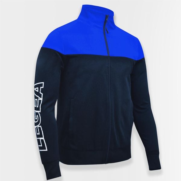 Kurtka sportowa Oversize z zamkiem ONTARIO czarna-niebieska. Niebieskie kurtki treningowe męskie Legea, xl, bez wzorów, z materiału, do biegania. Za 88.00 zł.