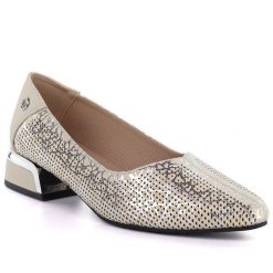 Skórzane półbuty damskie ażurowe beżowe Vinceza 99201. Brązowe półbuty damskie VINCEZA, w ażurowe wzory, ze skóry, eleganckie, bez obcasa. Za 209.99 zł.