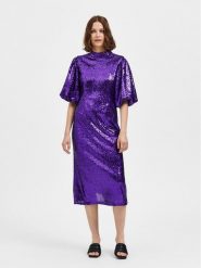 Selected Femme Sukienka koktajlowa Sola 16086217 Fioletowy Regular Fit. Fioletowe sukienki damskie Selected Femme, bez wzorów, z syntetyku, wizytowe, bez kołnierzyka, bez ramiączek. Za 879.99 zł.