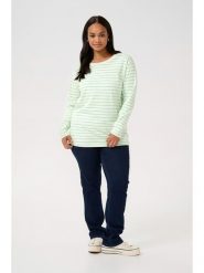 KAFFE curve Koszulka w kolorze zielono-kremowym rozmiar: S. Zielone t-shirty damskie KAFFE curve, s, bez wzorów, z bawełny, bez kołnierzyka. Za 53.66 zł.