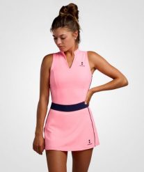 Koszulka Damska Elegance Tennis/Padel/Golf. Czerwone golfy damskie NORDICDOTS, bez wzorów, z materiału, bez ramiączek. Za 250.00 zł.