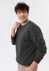 Gładka bluza B-MONTE. Szare bluzy bez kaptura męskie Volcano, m, z dzianiny. Za 149.99 zł.