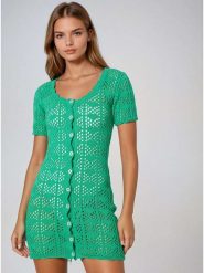 Monki Sukienka w kolorze zielonym rozmiar: M. Zielone sukienki damskie Monki, m, bez wzorów, bez kołnierzyka, bez ramiączek, mini. Za 43.99 zł.