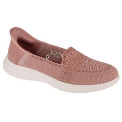 Buty do chodzenia damskie, Slip-Ins On The Go Flex - Camellia. Białe trampki i tenisówki damskie Skechers, bez wzorów, z materiału. Za 319.99 zł.