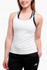 Koszulka damska adidas Studio Slim Strappy Back Tank Top. Białe bluzki sportowe damskie Adidas, xs, z elastanu, bez kołnierzyka, bez ramiączek. Za 60.99 zł.