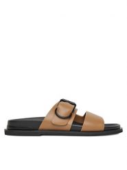 Badura Klapki FLOWER-LT778-93 Brązowy. Brązowe klapki damskie Badura, bez wzorów, ze skóry, bez obcasa. Za 188.99 zł.