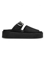 Clarks Skórzane klapki w kolorze czarnym rozmiar: 39. Czarne klapki damskie Clarks, bez wzorów, bez obcasa, na platformie. Za 255.34 zł.