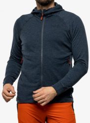 Bluza z kapturem męska Rab Nexus Hoody. Niebieskie bluzy sportowe męskie RAB, na wiosnę, bez wzorów, z elastanu, sportowe, bez kołnierzyka, bez ramiączek. Za 289.99 zł.