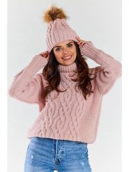 Awama Czapka w kolorze jasnoróżowym rozmiar: onesize. Różowe czapki zimowe damskie Awama, z materiału. Za 99.99 zł.