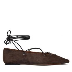 Baleriny LAUREN RALPH LAUREN. Brązowe baleriny damskie Lauren Ralph Lauren, bez wzorów, bez obcasa. Za 1,799.00 zł.