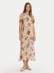 Weekend Max Mara Sukienka letnia Giudy 2515221212 Beżowy Regular Fit. Brązowe sukienki damskie Weekend Max Mara, na lato, bez wzorów, z jedwabiu, bez kołnierzyka, bez ramiączek. Za 1,959.00 zł.