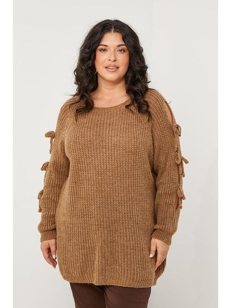 Curvy Lady Sweter w kolorze jasnobrązowym rozmiar: 48/50. Brązowe swetry klasyczne damskie Curvy Lady, bez kołnierzyka. Za 130.81 zł.