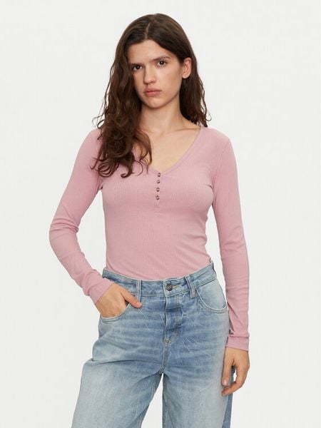 Lee Bluzka Henley 112355427 Różowy Slim Fit. Czerwone bluzki damskie Lee, s, bez wzorów, z syntetyku, bez ramiączek. Za 109.99 zł.