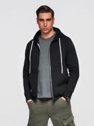 Męska bawełniana bluza dresowa BASIC rozpinana z kapturem - czarna V5 - Rozmiar: XL. Czarne bluzy z kapturem męskie Ombre Clothing, m, z bawełny. W wyprzedaży za 118.99 zł.