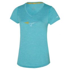 Koszulka do biegania damska Mizuno Impusle Core RB Tee. Niebieskie bluzki damskie Mizuno, s, bez wzorów, ze skóry, bez kołnierzyka. Za 66.99 zł.