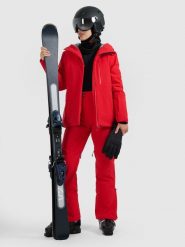 4F Spodnie narciarskie membrana 15000 damskie - czerwone XL. Czerwone spodnie materiałowe damskie 4f, bez wzorów, z materiału. Za 799.99 zł.