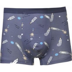 Bokserki Obcisłe, Niebieskie, Butelka Wina, Kieliszek, Bawełniane, Majtki z Elastanem -ALTIES. Niebieskie bokserki męskie Alties, bez wzorów, z bawełny. Za 35.00 zł.