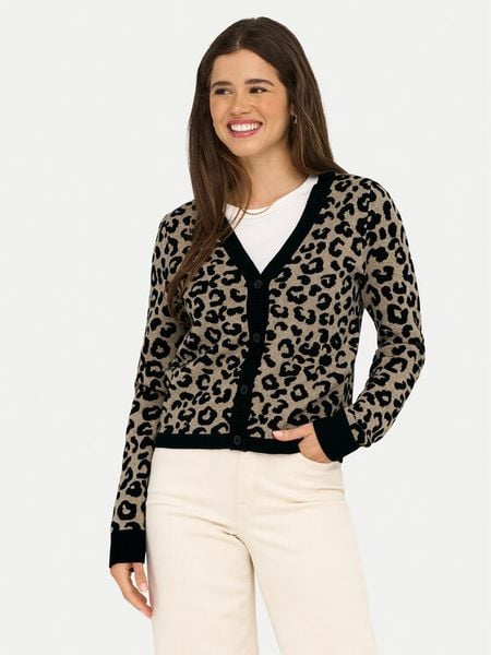 ONLY Kardigan Leo 15349819 Brązowy Regular Fit. Brązowe kardigany damskie Only, m, bez wzorów, z syntetyku. Za 119.99 zł.