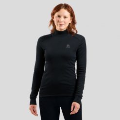 T-shirt Thermique Odlo ACTIVE WARM ECO, Col Roulé. Czarne t-shirty damskie Odlo, l, bez wzorów, bez kołnierzyka. Za 204.69 zł.