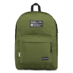 Plecak sportowy szkolny JanSport Recycled Superbreak JS0A4NW254G. Zielone plecaki damskie JanSport, bez wzorów, sportowe. Za 49.99 zł.