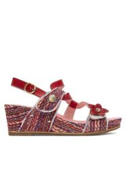 Laura Vita Sandały Beclindao 20 Czerwony. Czerwone sandały damskie Laura Vita, bez wzorów, ze skóry, bez obcasa, na koturnie. Za 399.99 zł.