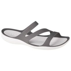 Klapki damskie Crocs Swiftwater Sandal W Smokewhite. Białe klapki damskie Crocs, bez wzorów, z materiału, bez obcasa. W wyprzedaży za 208.95 zł.