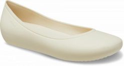 Baleriny Damskie Crocs Brooklyn Flat. Białe baleriny damskie Crocs, bez wzorów, z materiału, bez obcasa. Za 199.99 zł.