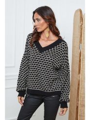 So Cachemire Sweter "Azul" w kolorze beżowo-czarnym rozmiar: XL. Czarne swetry klasyczne damskie So Cachemire, xl, ze splotem, bez kołnierzyka. Za 128.55 zł.