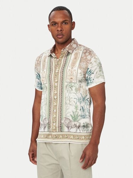 Guess Koszula M6YH88 W3424 Beżowy Regular Fit. Brązowe koszule męskie Guess, m, z aplikacjami, z syntetyku, bez kołnierzyka, bez ramiączek. Za 344.99 zł.