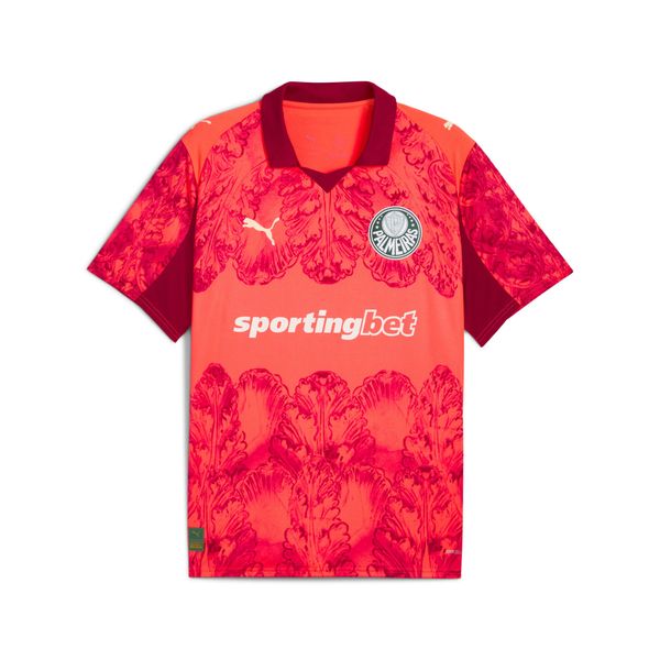 Męska koszulka KIDSUPER × SE PALMEIRAS PUMA Glowing Red Dark Crimson. Czerwone t-shirty sportowe męskie Puma, m, bez ramiączek, do piłki nożnej. W wyprzedaży za 300.00 zł.
