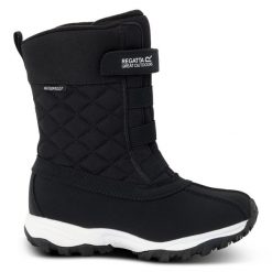 Dziecięce buty śniegowce Moritz. Czarne buty zimowe męskie Regatta, na zimę, z materiału, bez zapięcia. Za 164.49 zł.