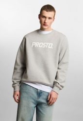 Bluza sportowa męska Prosto Old Logo bez kaptura. Szare bluzy sportowe męskie Prosto., na wiosnę, z aplikacjami, z bawełny, sportowe, bez kołnierzyka, bez ramiączek. Za 234.99 zł.