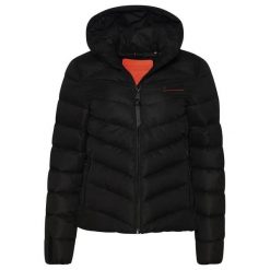 Damska kurtka z kapturem z mikrofibry Superdry. Czerwone kurtki damskie Superdry., na zimę, xs, z aplikacjami, z gumy, z kapturem. Za 408.85 zł.
